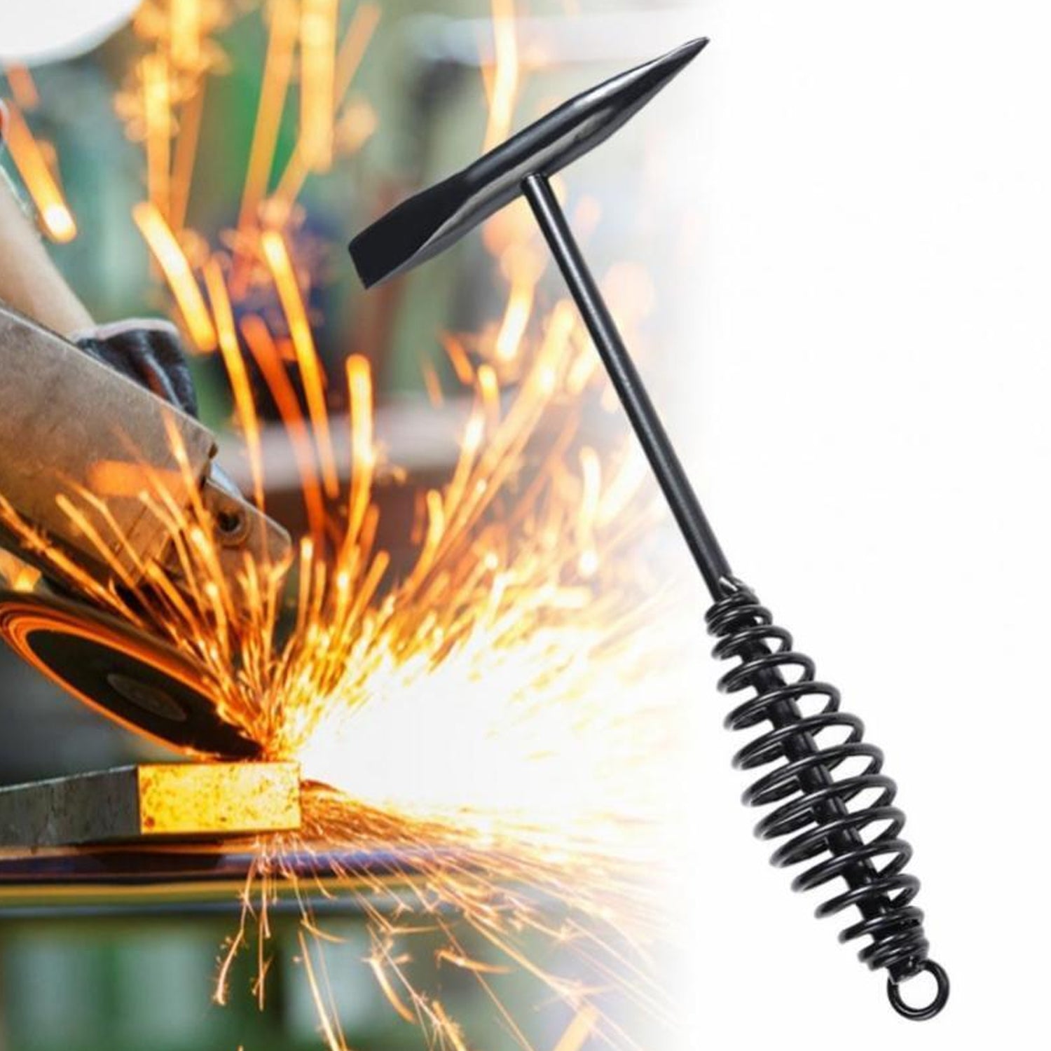 0482 Welding Slag Removal Tool  Chipping Hammer with Coil Spring Handle, Mufti Functional for Cleaning Removing Slag Industrial Weld Slag Spatter Removal Tool Welding Hammer, for Machinery Electrician (1 Pc ) 0482 Welding Slag Removal Tool  Chipping Hammer with Coil Spring Handle, Mufti Functional for Cleaning Removing Slag Industrial Weld Slag Spatter Removal Tool Welding Hammer, for Machinery Electrician (1 Pc )